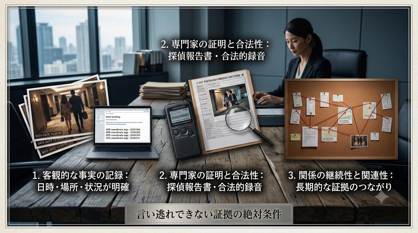 女性弁護士と浮気している男女の証拠写真